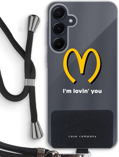 Case Company® - Hoesje met koord geschikt voor Samsung Galaxy A55 hoesje met Koord - I'm lovin' you - Telefoonhoesje met Zwart Koord - Bescherming aan alle Kanten en Over de Schermrand