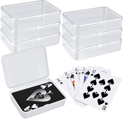 SnelShoppen - 7-delige Transparante Speelkaarten Box, Lege Kaartenhouder, Plastic Kaarten Opbergdoos met Deksel voor Spelletjes, Bankkaarten, Visiteka
