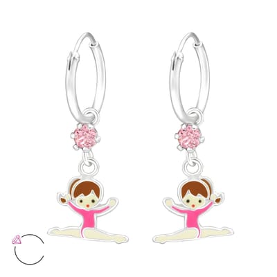 Zilveren ballerina hanger kinder oorringen | ballet kinderoorbellen | kristalletjes oorbellen Meisje Zilver | Zilverana | Sterling 925 Silver
