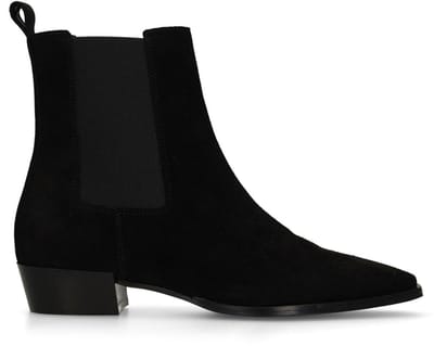 Manfield - Dames - Zwarte suède chelsea boots - Maat 40