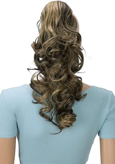 40cm Haarstukje Vlecht Paardenstaart Haarextensies Volumineus Golvend Bruinblond Mix H218