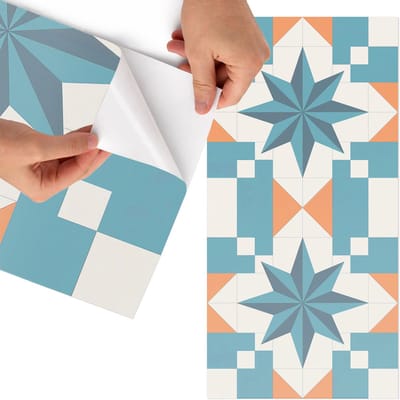 Tulup Meubelfolie - Stertegels Meubelfolie Zelfklevend - 75x150 cm - Turkoois Meubelfolie - Plakfolie Meubels - Geometrische Meubelfolie - Decoratiefolie Zelfklevend - Slaapkamer decoratie - Geometrie
