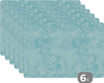 Placemat - Placemats kunststof - Waterverf - Patronen - Marmer - 45x30 cm - 6 stuks - Hittebestendig - Anti-Slip - Onderlegger - Afneembaar