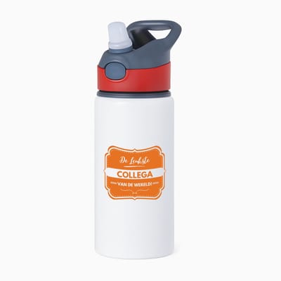 Hacebo® - De leukste collega waterfles met rietje rood - Collega - beste collega - werk - afscheidscadeau - verjaardagscadeau - kado - water fles - 650ML