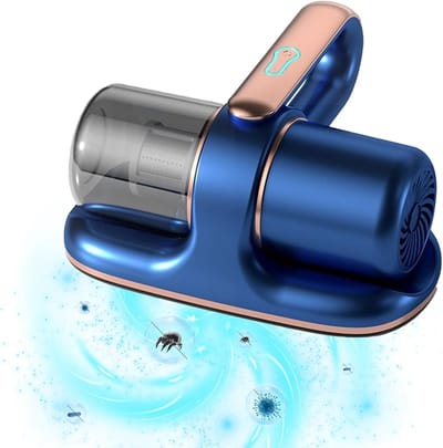 Matrastoftzuiger, 13kpa anti-mijtstofzuiger met ultraviolet 100W handmatrastoftzuiger met HEPA-filter voor het doden van 99,99% van de mijten in bankmatrassen met twee filtercartridges (donkerblauw)