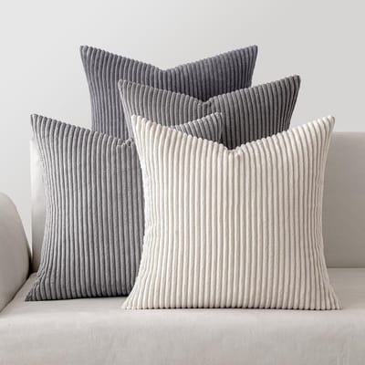 Corduroy Kussenhoezen - Decoratieve Sierkussens - Woonkamer Decoratie - Set van 4 Stuks - 45 x 45 cm - Donkergrijs