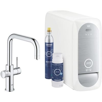 GROHE Blue Home Duo Keukenkraan - Met Bluetooth en WIFI - Starterkit - U-Uitloop - Chroom - Voor gezuiverd, gekoeld en bruisend water