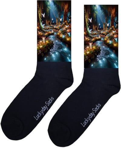 Sprookjesbos - Valentijns Cadeau - Grappige sokken - Leuke sokken - Hem Haar sokken - Vrolijke sokken - Sint cadeau - Vaderdag - Moederdag - Verjaardag cadeau - Kerst cadeau - Leuk Cadeau - Fantasie - Socks maken Happy - 37-44