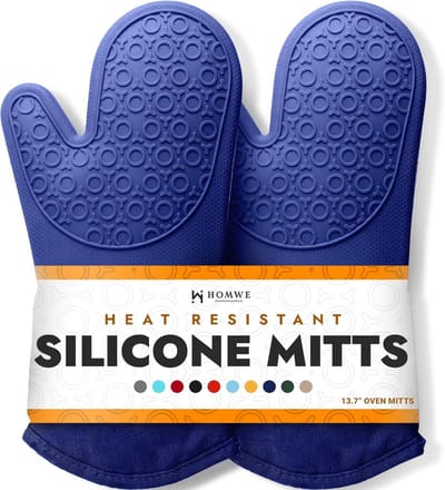Hittebestendige Ovenwanten met Katoenen Voering - Professionele Pothouders - Blauw