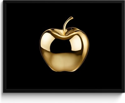 Fotolijst inclusief poster - Posterlijst 80x60 cm - Posters - Appel - Goud - Chrome - Zwart - Foto in lijst - Keuken decoratie muur - Wanddecoratie accessoires - Muurdecoratie - Schilderijen