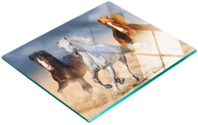 Decoratieve glazen keukensnijplank met paarden in de woestijn, 60x52 cm