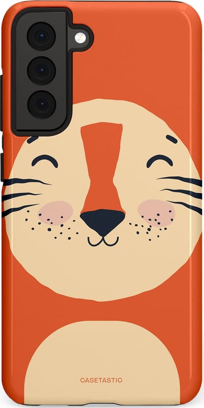 Casetastic hoesje geschikt voor Samsung Galaxy S21 FE 5G - Dubbellaagse bescherming - Knuffelkopjes tijger - Fashion Case - Terracotta Zand