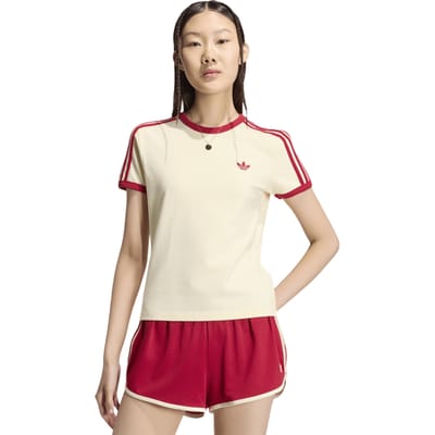 Adidas Slim T-shirts Dames - Wit - Maat XXS (26-28) - Katoen Jersey