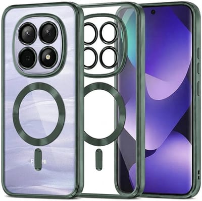 Hoesje geschikt voor Xiaomi Redmi Note 15 4G/5G / Xiaomi Poco M8 - Techsuit Luxury Crystal Back Cover - Geschikt voor MagSafe - Transparant/Donkergroen