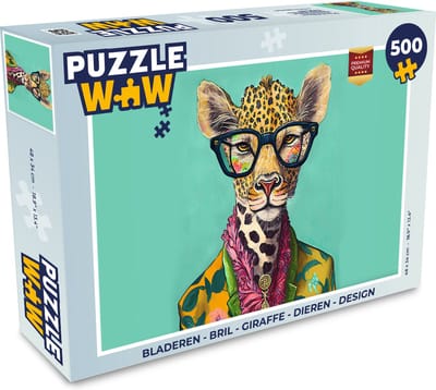 Puzzel Bladeren - Bril - Giraffe - Dieren - Design - Legpuzzel - Puzzel 500 stukjes
