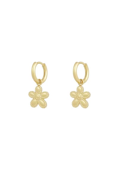 Oorbellen hangers bloem - goud - yehwang- dames - sieraden stainless steel - waterproof - Flower - basic