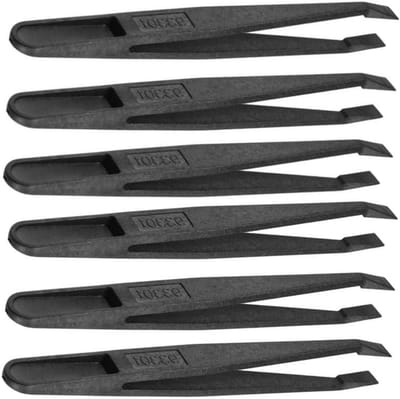 Antistatisch Pincet - Precisie Pincet Kunststof - Elektronica Reparatie - Schuine Platte Tip - 12 cm - Zwart