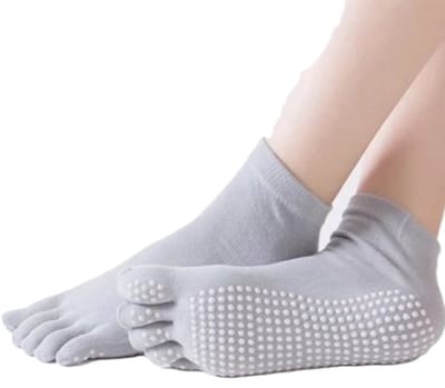 Yoga Sokken Full Toe | Volle Teen Yoga Sok | Met Anti Slip Onderkant | Antislip Sokken | Pilates Sokken | Maat 36-40 I Grijs