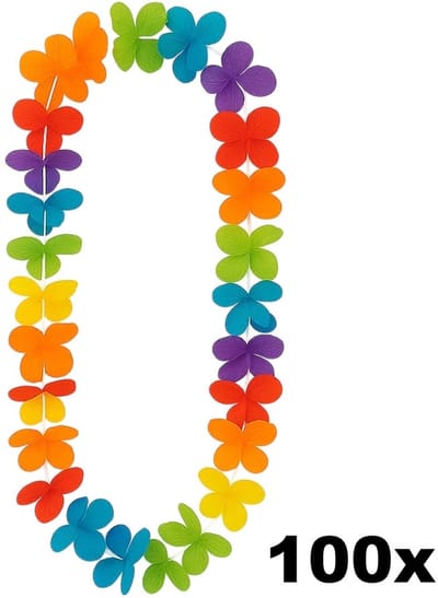 100x Hawai kransen regenboog bont - hawai krans hawaii slinger tropical thema feest festival