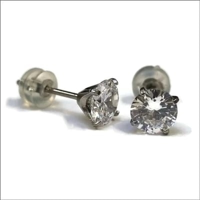 Aramat Jewels | Oorbellen | Zilveren Transparante Zirkonia Oorbellen met Titanium | | | |6mm | Titanium | Kinderen, Volwassenen | Verkleurd niet