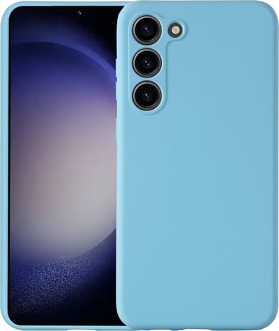 Hoesje Geschikt Voor Samsung Galaxy S23 hoesje siliconen suède backcover met microvezel laag – Blauw