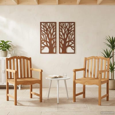 vidaXL - Handgecarveste - Rozenstoel - 2 - pcs - Naturel - Massief - Teakhout