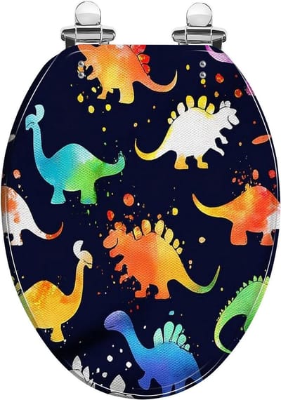 Wc-bril decoratief - Hars toiletdeksel - Badkamer opfrissen - Zacht sluitend mechanisme - 37x47 cm - Dinosaurus print
