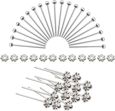 Dailygoody - Klinknagels - Sieraden Maken - Duurzaam - Zilver - Hoofdspelden - 200 stuks - Geschikt voor Oorringen en Halskettingen