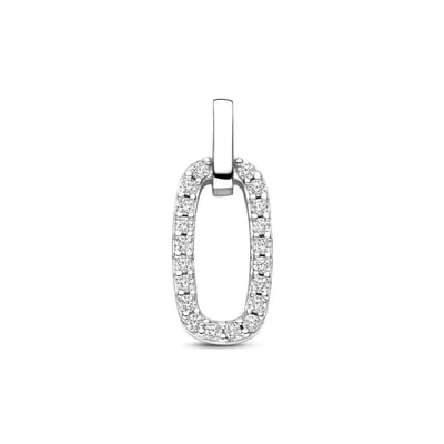 Zilveren gerhodineerde hanger zirkonia 21 mm - 1341684