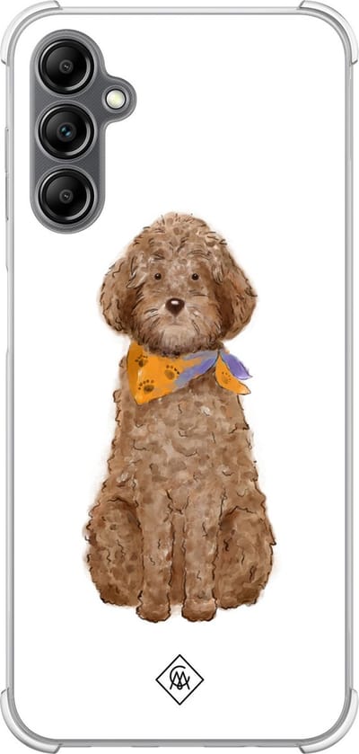 Casimoda® hoesje - Geschikt voor Samsung Galaxy A14 5G - Labradoodle - Shockproof case - Extra sterk - TPU/polycarbonaat - Bruin/beige, Transparant