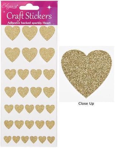 Oaktree - Stickers Glitter Hartjes Goud Assorti (per vel) - Valentijnsdag versiering - Valentijnsdag cadeau - valentijnsdag