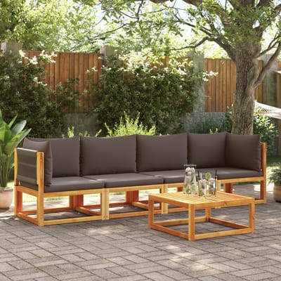 vidaXL - 4-delige - tuinbankset - met - kussens - acaciahout - & - touw