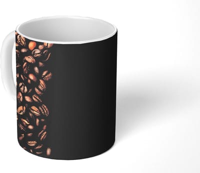 Mok - Koffiemok - Koffiebonen - Zwart - Eenvoudig - Mokken - 350 ML - Beker - Koffiemokken - Theemok