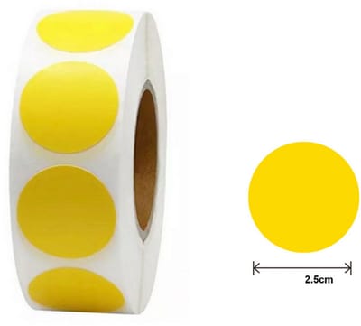 Rol met 500 gele Stippen Stickers - Ronde etiketten 25MM geel - Gekleurde stickers voor organiseren, labelen, decoreren etc.