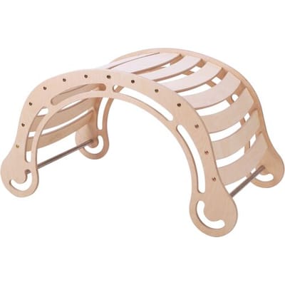 KateHaa Houten XXL Klimboog Rocker met Klimwand Naturel - Klimrek - Houten Montessori Speelgoed
