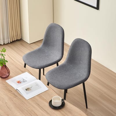 Berlin Luxe Gestoffeerde Eetkamerstoelen Set van 4 Grijs – 55 x 44 x 85 cm