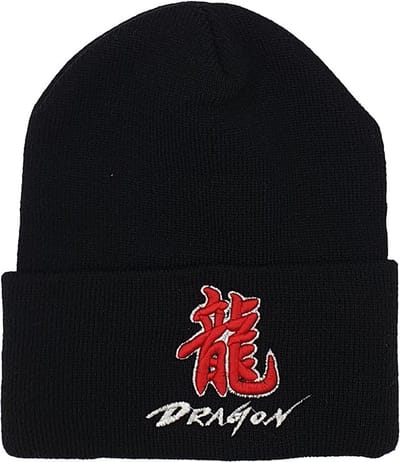Lauren Rose - Chinese Dragon Sign Beanie - One Size - Muts - Zwart