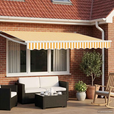 vidaXL - Uitschuifbare - luifel - Geel - en - Wit - 3,5 - x - 2 - m
