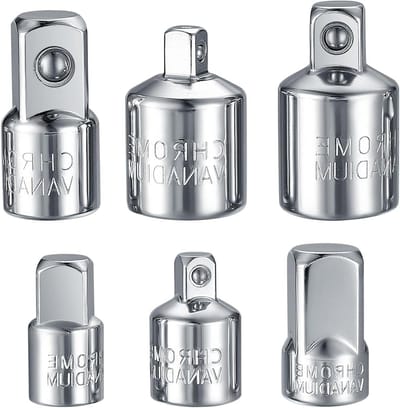 6-delige adapterset voor ratel - dopsleuteladapter, moeren - 1/4 naar 3/8 inch - 3/8 naar 1/4 inch - 3/8 naar 1/2 inch.