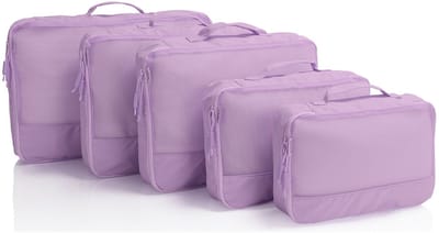 HEYS kledingzak EcoTex Packing Cubes Set 5pc Lilac paars