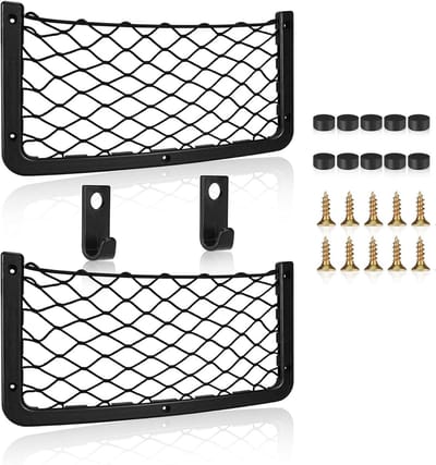 Kofferbaknet - Auto-opbergnet - Multifunctioneel - Inclusief schroeven - 2-delige set - Zwart - Stijl A