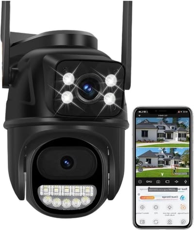 Beveiligingscamera Dubbele Lens - Wifi Camera CCTV - Huisbewaking - Automatische Tracking - 10 x 10 x 10 mm - Wit
