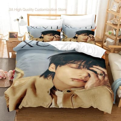 Jeon Jung Kook Album Beddengoed Set Eenpersoons Twijfelaar Volledig Queen King Size Bed Set Volwassen Jongens Slaapkamer Dekbedovertrek Sets Hoeslakenset 2-2 EU Double(200*200cm)3pcs