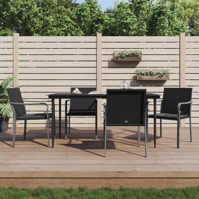 vidaXL - Tuinstoelen - 4 - st - met - kussens - 56x59x84 - cm - poly - rattan - zwart