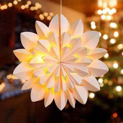 3D Vouwbare Papieren Ster, 45 cm, Verlichte Kerstdecoratie met Feestverlichting voor Raam en Binnengebruik
