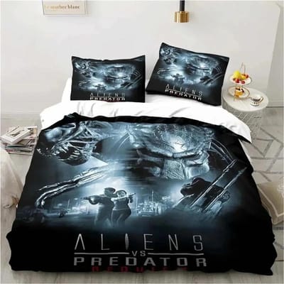 Alien Vs. Predator Predator Film Beddengoedset Eenpersoons Tweepersoons Queen King Size Dekbedovertrek Volwassenen Jongens Slaapkamer Sprei Luxe Cadeau 140x210cm 2pcs