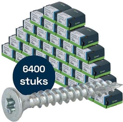 Radix Torx 20 Spaanplaatschroef - Platkop + Snijpunt - 4,0 x 30mm - Verzinkt - Voldraad (6400 stuks) VOLLE DOOS!