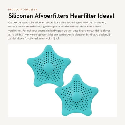Dailygoods- Siliconen Filters - Afvoerzeef - Haarfilter - Voor Badkuipen - Antislip - 15,5 x 15,5 cm - Houdt Resten Vast