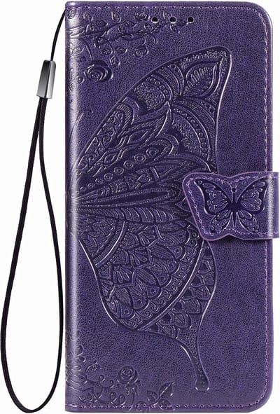 Hoesje geschikt voor Samsung Galaxy A53 - Bookcase - Pasjeshouder - Portemonnee - Vlinderpatroon - Kunstleer - Donkerpaars