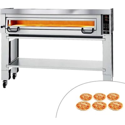 GGM Gastro Elektro Pizzaofen Power - 6x 34cm - Digital - inkl. Haube & Untergestell Zilver